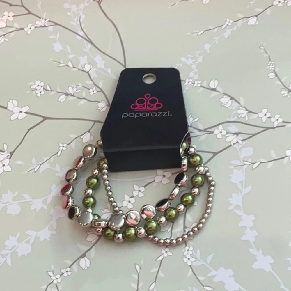 ❄️ Paparazzi | Green and Silver Beaded Bracelet Set Bohemian Beach